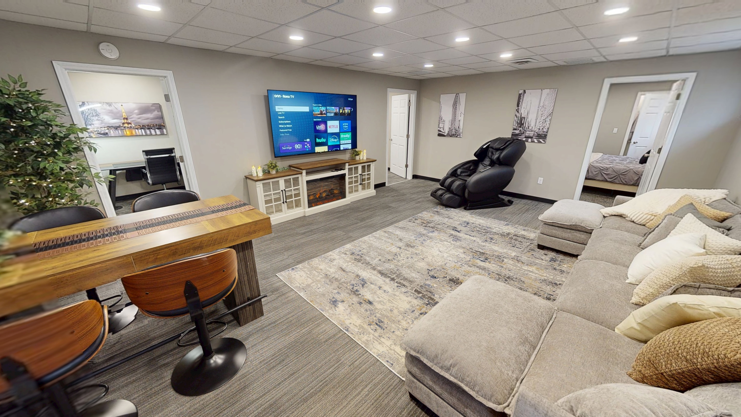 Living room at 307 W 3rd Furnished Unit A
